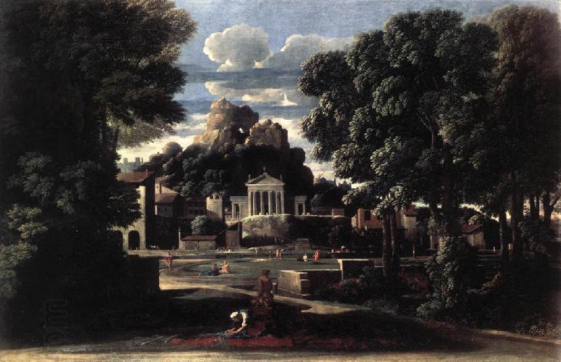 POUSSIN, Nicolas Landscape with the Gathering of the Ashes of Phocion by his Widow af
